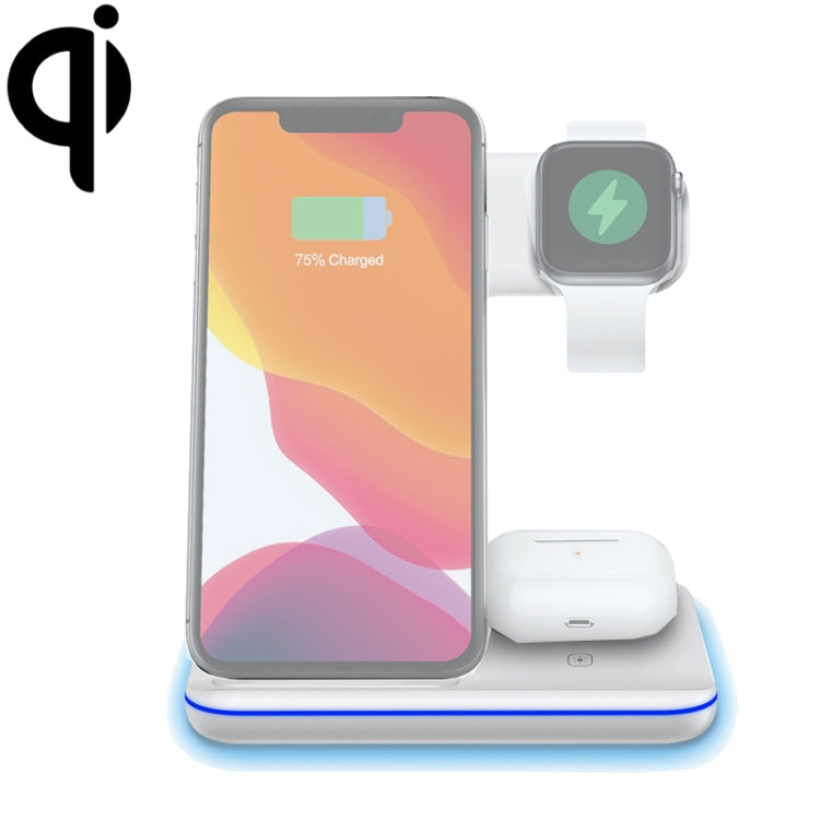 شاحن لاسلكي مغناطيسي عمودي Z5A بمعيار QI للهواتف المحمولة وساعات أبل وسماعات AirPods / سامسونج جالاكسي بودز / هواوي فري بودز، مع ضوء حلقي لمسي، Z5A