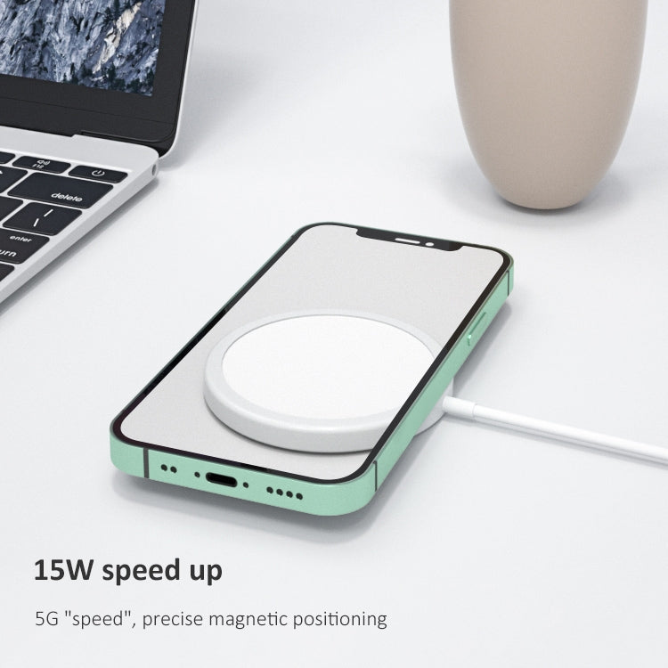 شاحن لاسلكي مغناطيسي دائري OJD-63 بقوة 15 واط من سبائك الألمنيوم بأسلوب Magsafe، مغناطيسي