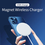 شاحن لاسلكي مغناطيسي دائري OJD-63 بقوة 15 واط من سبائك الألمنيوم بأسلوب Magsafe، مغناطيسي