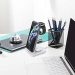 حامل شحن متعدد الوظائف HQ-UD21 3 في 1 قابل للطي للهواتف والساعات والشحن اللاسلكي لأجهزة iPhone وساعة أبل وAirpods، HQ-UD21