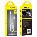AWEI CL-68 كابل شحن سريع PD ونقل بيانات 3A من نوع Type-C / USB-C إلى 8 بن، الطول: 1 متر