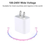 شاحن سفر PD 20W بمنفذ USB-C / Type-C واحد، قابس US، 20W قابس US