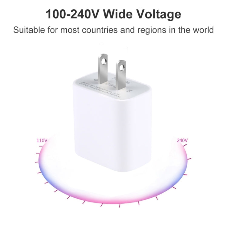 شاحن سفر PD 20W بمنفذ USB-C / Type-C واحد، قابس US، 20W قابس US