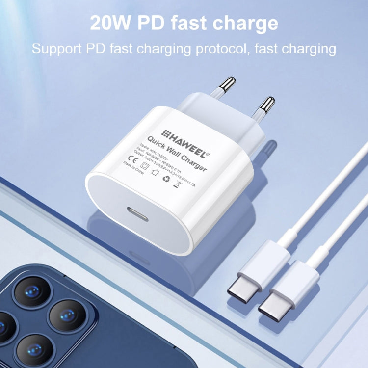 شاحن سفر PD 20W بمنفذ USB-C / Type-C واحد، قابس US، 20W قابس US