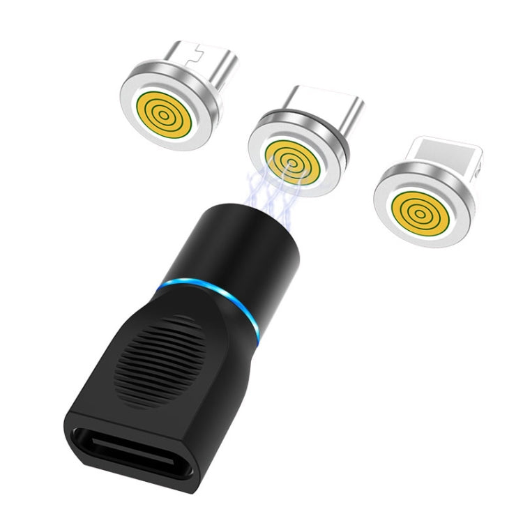 رأس شحن مغناطيسي 4 في 1 3A 8 دبابيس وUSB-C / Type-C وMicro USB من سبائك الزنك + مجموعة محول شحن مغناطيسي USB-C / Type-C، USB-C / Type-C