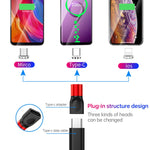 رأس شحن مغناطيسي 4 في 1 3A 8 دبابيس وUSB-C / Type-C وMicro USB من سبائك الزنك + مجموعة محول شحن مغناطيسي USB-C / Type-C، USB-C / Type-C
