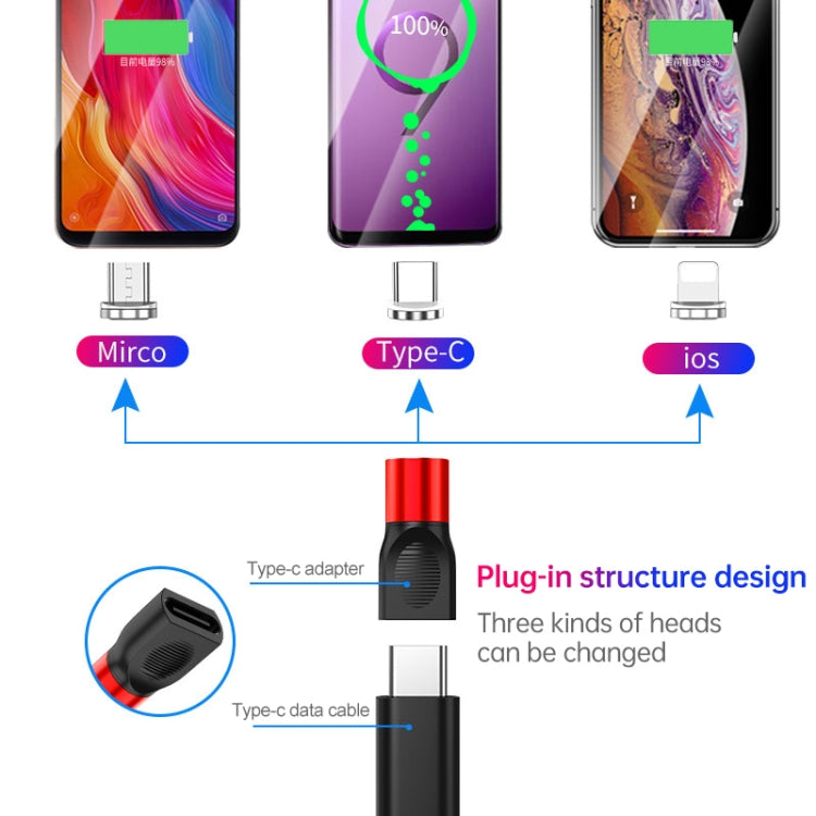 رأس شحن مغناطيسي 4 في 1 3A 8 دبابيس وUSB-C / Type-C وMicro USB من سبائك الزنك + مجموعة محول شحن مغناطيسي USB-C / Type-C، USB-C / Type-C