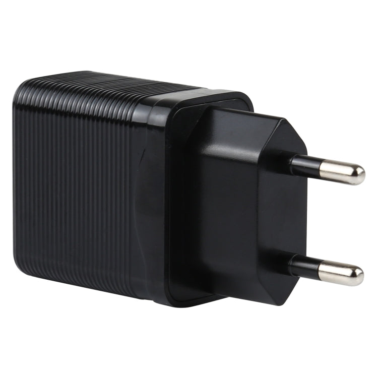 مجموعة شاحن سفر LZ-728 2 في 1 بقوة 18 واط QC 3.0 بمنفذ USB + كابل بيانات USB إلى 8 بن، قابس أوروبي، طول الكابل: 1 متر، مع كابل 8 بن