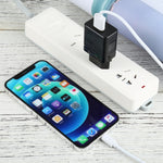 مجموعة شاحن سفر LZ-728 2 في 1 بقوة 18 واط QC 3.0 بمنفذ USB + كابل بيانات USB إلى 8 بن، قابس أوروبي، طول الكابل: 1 متر، مع كابل 8 بن