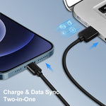 مجموعة شاحن سفر LZ-728 2 في 1 بقوة 18 واط QC 3.0 بمنفذ USB + كابل بيانات USB إلى 8 بن، قابس أوروبي، طول الكابل: 1 متر، مع كابل 8 بن