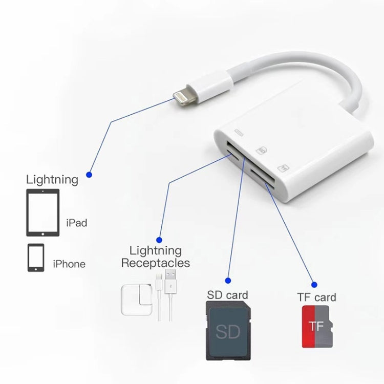 محول قارئ كاميرا NK-101Y Pro 3 في 1 من 8 دبابيس إلى 8 دبابيس + SD + TF