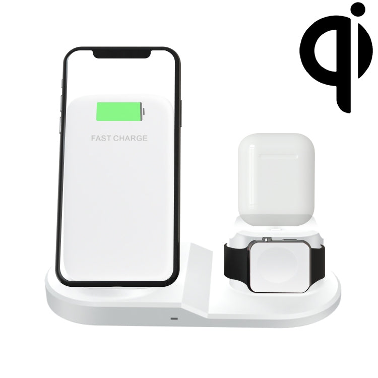 OJD-45 شاحن لاسلكي متعدد الوظائف 3 في 1 QI 10W لهاتف محمول + ساعة + منفذ شحن سماعة 8 بن للهواتف المحمولة والساعات وAirPods 2، OJD-45