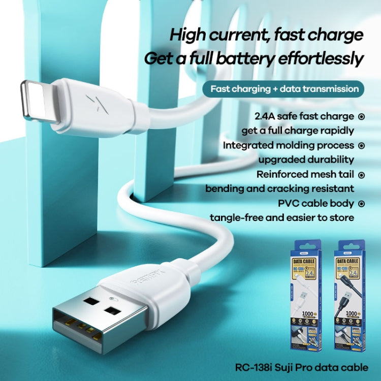 REMAX RC-138i كابل شحن سريع 2.4A USB إلى 8 بن Suji Pro، طول الكابل: 1 متر، 8 بن
