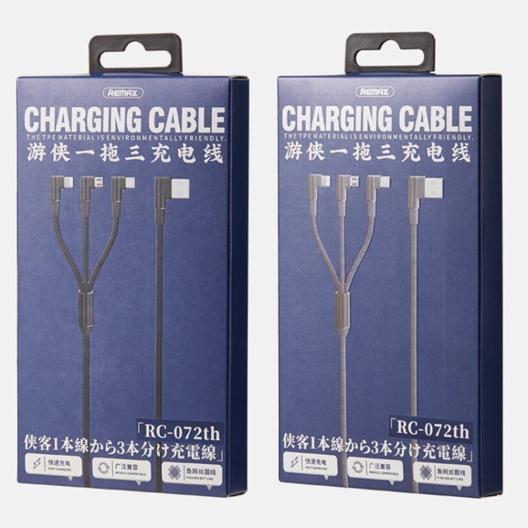 REMAX RC-167th كابل شحن 3 في 1 2.1A USB إلى 8 بن + USB-C / Type-C + Micro USB من سلسلة Range، طول الكابل: 1 متر
