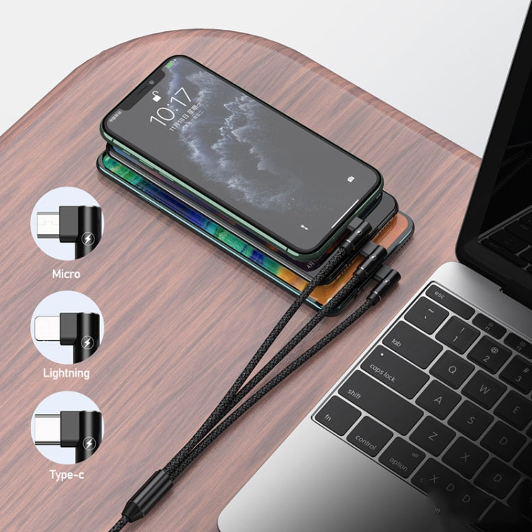 REMAX RC-167th كابل شحن 3 في 1 2.1A USB إلى 8 بن + USB-C / Type-C + Micro USB من سلسلة Range، طول الكابل: 1 متر
