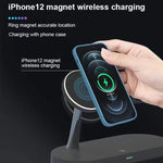 شاحن لاسلكي مغناطيسي متعدد الوظائف 5 في 1 بقوة 15 واط لسلسلة iPhone 12 وساعات Apple وسماعات AirPods 1 / 2 / Pro، مع ضوء LED