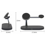شاحن لاسلكي مغناطيسي متعدد الوظائف 5 في 1 بقوة 15 واط لسلسلة iPhone 12 وساعات Apple وسماعات AirPods 1 / 2 / Pro، مع ضوء LED