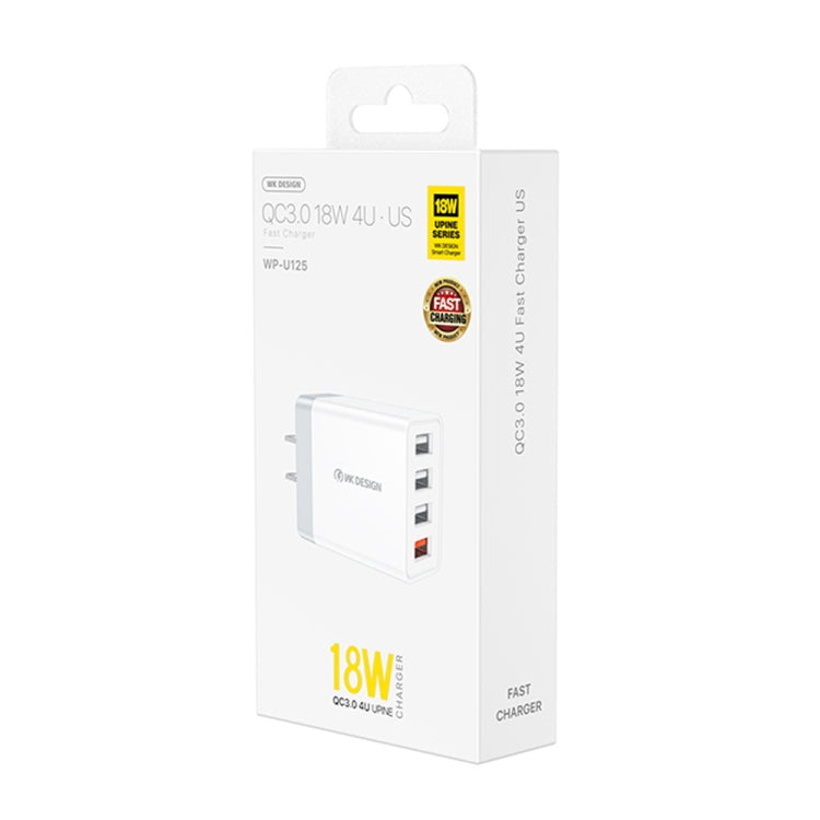 شاحن سفر سريع WK WP-U125 Youpin Series 18W QC3.0 مع 4 منافذ USB، قابس CN / قابس US، قابس CN / قابس US