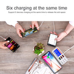 WLX-896+ شاحن USB ذكي متعدد الوظائف 6 في 1 بشاشة رقمية، WLX-896+ (قابس أسترالي)، WLX-896+ (قابس أوروبي)، WLX-896+ (قابس بريطاني)، WLX-896+ (قابس أمريكي)