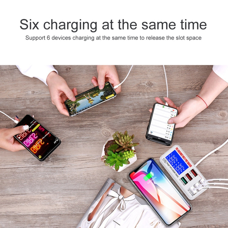 WLX-896+ شاحن USB ذكي متعدد الوظائف 6 في 1 بشاشة رقمية، WLX-896+ (قابس أسترالي)، WLX-896+ (قابس أوروبي)، WLX-896+ (قابس بريطاني)، WLX-896+ (قابس أمريكي)