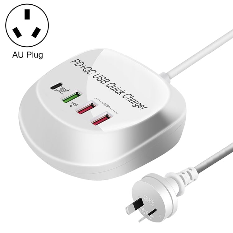 WLX-T3P شاحن USB ذكي متعدد الوظائف 4 في 1 PD + QC للشحن السريع، WLX-T3P قابس أسترالي، WLX-T3P قابس أوروبي، WLX-T3P قابس بريطاني، WLX-T3P قابس أمريكي