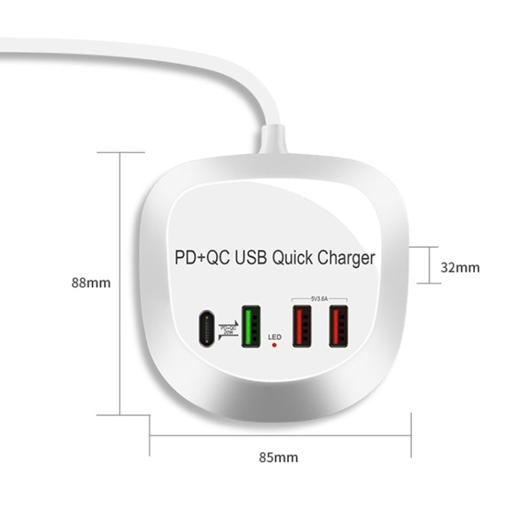 WLX-T3P شاحن USB ذكي متعدد الوظائف 4 في 1 PD + QC للشحن السريع، WLX-T3P قابس أسترالي، WLX-T3P قابس أوروبي، WLX-T3P قابس بريطاني، WLX-T3P قابس أمريكي