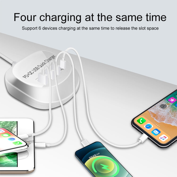 WLX-T3P شاحن USB ذكي متعدد الوظائف 4 في 1 PD + QC للشحن السريع، WLX-T3P قابس أسترالي، WLX-T3P قابس أوروبي، WLX-T3P قابس بريطاني، WLX-T3P قابس أمريكي