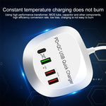 WLX-T3P شاحن USB ذكي متعدد الوظائف 4 في 1 PD + QC للشحن السريع، WLX-T3P قابس أسترالي، WLX-T3P قابس أوروبي، WLX-T3P قابس بريطاني، WLX-T3P قابس أمريكي