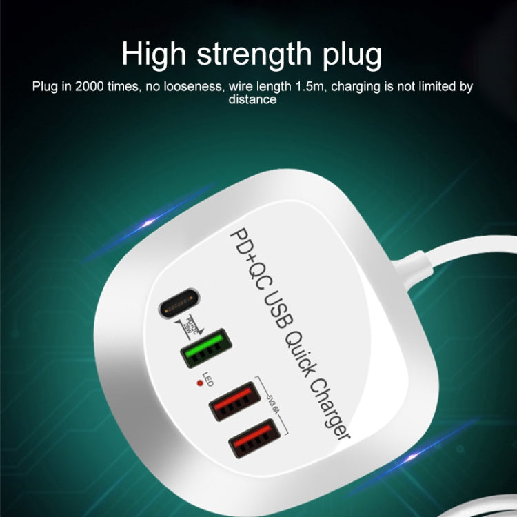 WLX-T3P شاحن USB ذكي متعدد الوظائف 4 في 1 PD + QC للشحن السريع، WLX-T3P قابس أسترالي، WLX-T3P قابس أوروبي، WLX-T3P قابس بريطاني، WLX-T3P قابس أمريكي
