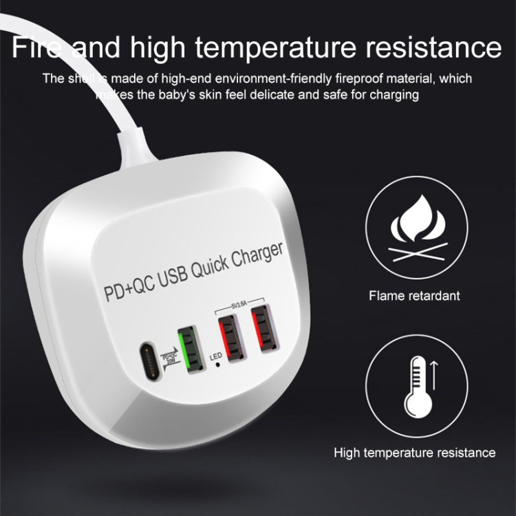 WLX-T3P شاحن USB ذكي متعدد الوظائف 4 في 1 PD + QC للشحن السريع، WLX-T3P قابس أسترالي، WLX-T3P قابس أوروبي، WLX-T3P قابس بريطاني، WLX-T3P قابس أمريكي