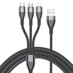 ADC-138 كابل بيانات مضفر للشحن السريع 66W 3 في 1 USB إلى 8 بن + Micro USB + USB-C / Type-C، طول الكابل: 1.2 متر
