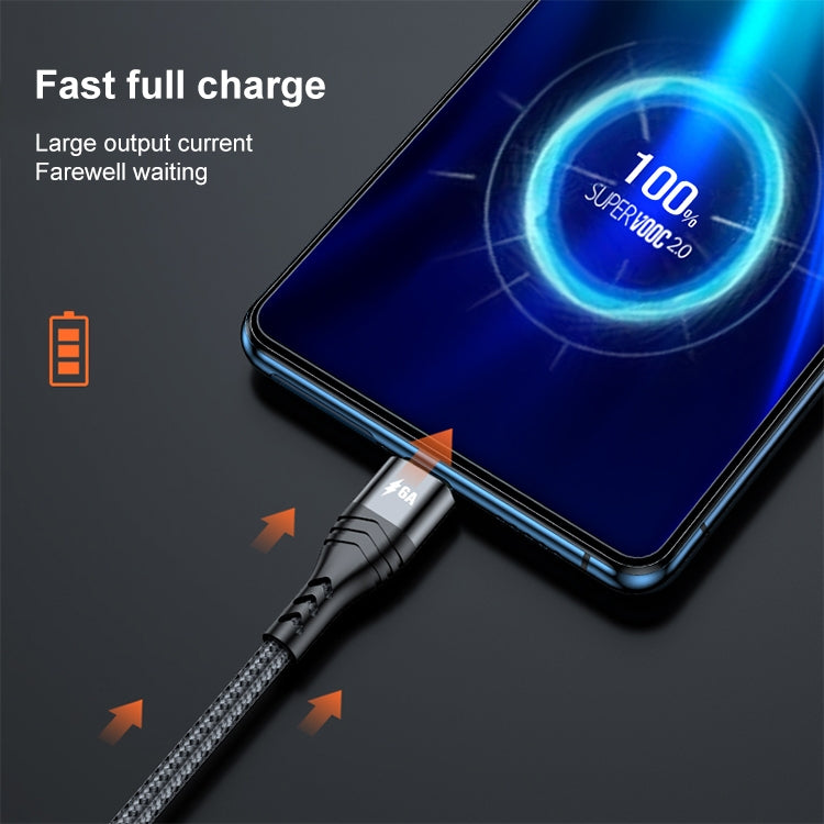 ADC-138 كابل بيانات مضفر للشحن السريع 66W 3 في 1 USB إلى 8 بن + Micro USB + USB-C / Type-C، طول الكابل: 1.2 متر