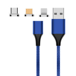 كابل بيانات مغناطيسي مضفر من النايلون M11 3 في 1 USB إلى 8 بن + Micro USB + USB-C / Type-C، طول الكابل: 2 متر، 3 أمبير