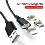 كابل بيانات مغناطيسي مضفر من النايلون M11 3 في 1 USB إلى 8 بن + Micro USB + USB-C / Type-C، طول الكابل: 2 متر، 3 أمبير