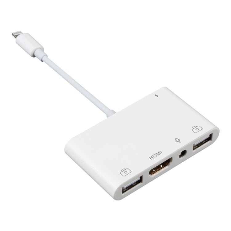 محول صوتي رقمي AV OTG 4 في 1 8 بن إلى USB مزدوج + AUX 3.5 مم + HDMI