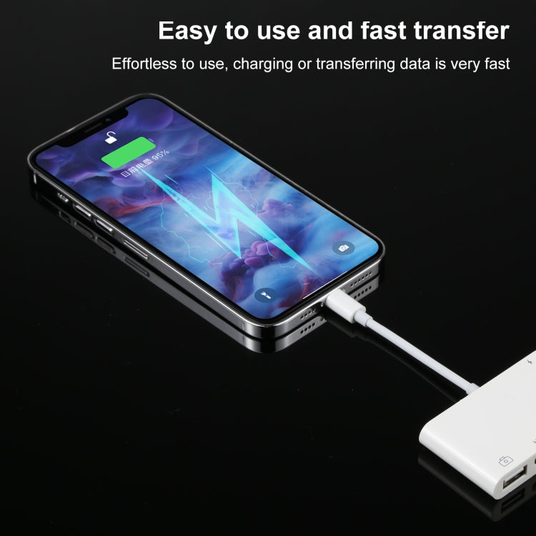 محول صوتي رقمي AV OTG 4 في 1 8 بن إلى USB مزدوج + AUX 3.5 مم + HDMI