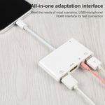 محول صوتي رقمي AV OTG 4 في 1 8 بن إلى USB مزدوج + AUX 3.5 مم + HDMI