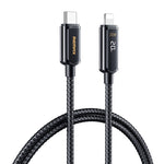 REMAX RC-128i كابل شحن بيانات مضفر من سبيكة الزنك بشاشة رقمية ذكية 20W Type-C / USB-C إلى 8 بن، الطول: 1.2 متر