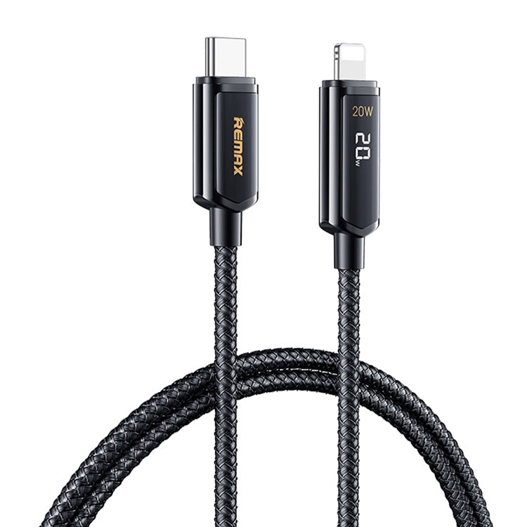 REMAX RC-128i كابل شحن بيانات مضفر من سبيكة الزنك بشاشة رقمية ذكية 20W Type-C / USB-C إلى 8 بن، الطول: 1.2 متر