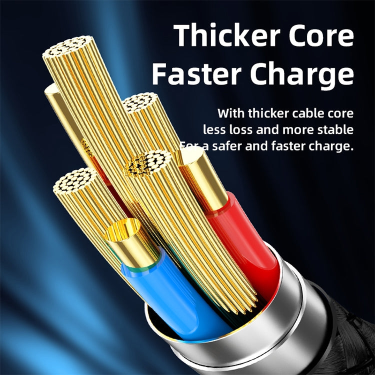 REMAX RC-128i كابل شحن بيانات مضفر من سبيكة الزنك بشاشة رقمية ذكية 20W Type-C / USB-C إلى 8 بن، الطول: 1.2 متر