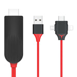 كابل محول فيديو MiraScreen L7-8 3 في 1 من 8 دبابيس + مايكرو USB + USB-C / تايب-سي إلى HDMI، طول الكابل: 2 متر، 3 في 1 HDMI