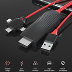 كابل محول فيديو MiraScreen L7-8 3 في 1 من 8 دبابيس + مايكرو USB + USB-C / تايب-سي إلى HDMI، طول الكابل: 2 متر، 3 في 1 HDMI