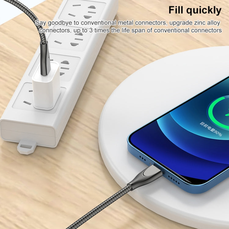 كابل بيانات شحن سريع ADC-009 USB-C / Type-C إلى 8 دبابيس من سبائك الزنك، الطول: 1 متر