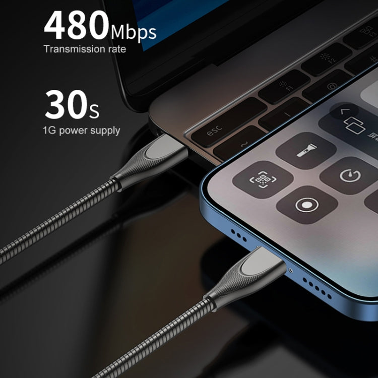 ADC-009 كابل بيانات شحن سريع من سبيكة الزنك USB إلى 8 بن، طول الكابل: 1 متر، USB إلى 8 بن