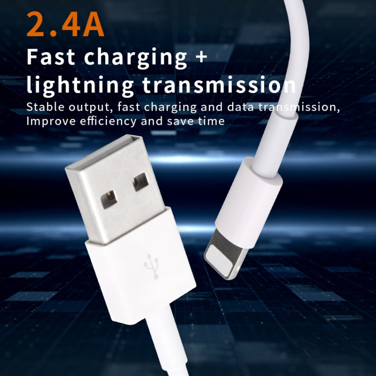 كابل بيانات شحن سريع IVON CA19 2.4A USB إلى 8 دبابيس لأجهزة iPhone و iPad، الطول: 1 متر