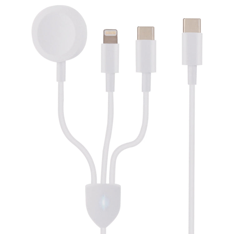 كابل بيانات شحن لاسلكي 3 في 1 USB-C / Type-C إلى 8 دبابيس + USB-C / Type-C + شاحن ساعة مغناطيسي، طول الكابل: 1.2 متر