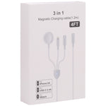 كابل بيانات شحن لاسلكي 3 في 1 USB-C / Type-C إلى 8 دبابيس + USB-C / Type-C + شاحن ساعة مغناطيسي، طول الكابل: 1.2 متر