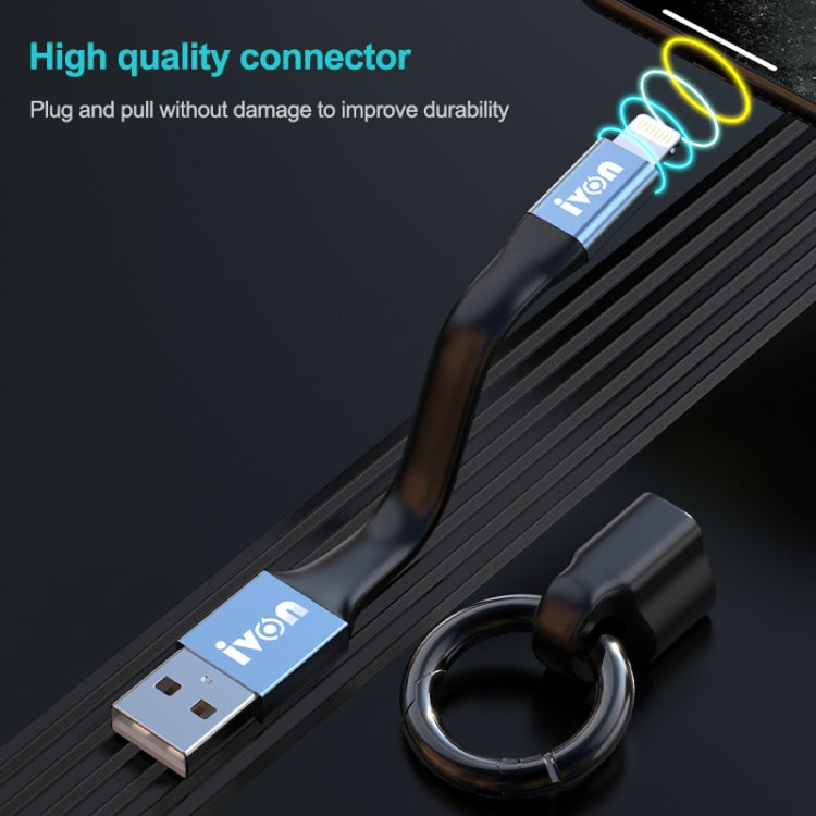كابل بيانات محمول IVON CA90 2.4A USB إلى 8 دبابيس مع حلقة، الطول: 14.5 سم، 8 دبابيس
