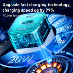 شاحن شفاف WK WP-U149 بقوة 20 واط بمنفذي USB وUSB-C/Type-C، المواصفات: قابس أمريكي