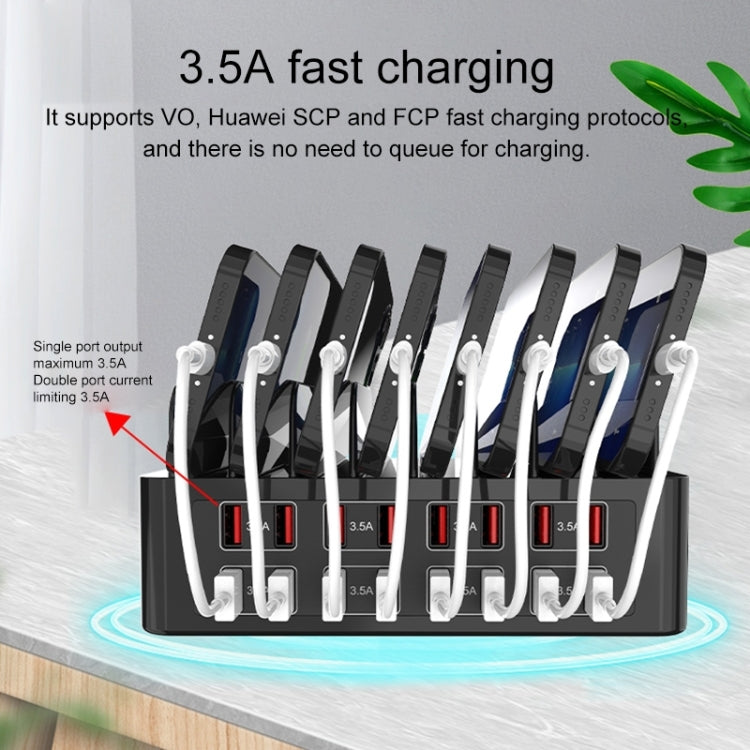 محطة شحن ذكية YFY-A55 بقدرة 150 واط مع 16 منفذ USB وحامل للهاتف والتابلت، قابس أمريكي، YFY-A55